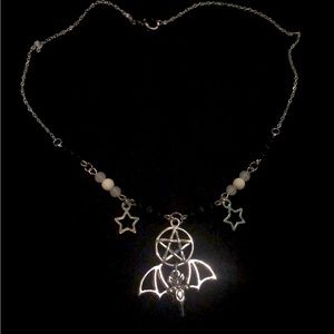 Satanic bat necklace